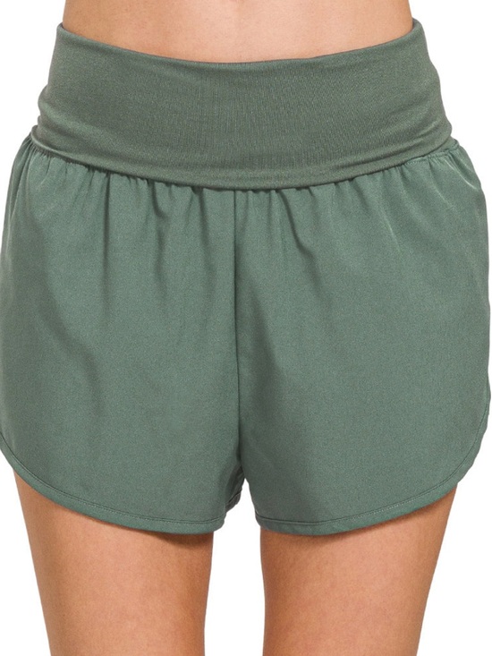 Zenana Outfitters Pants - Zenana Outfitters Olive Green High-Rise Athletic Shorts